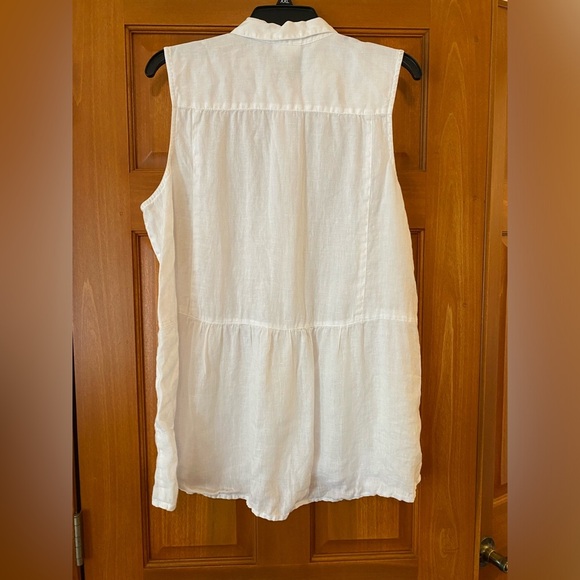 Love Linen J. Jill White Sleeveless Tank Top Beach Summer Shirt Tunic L Button - Picture 5 of 7